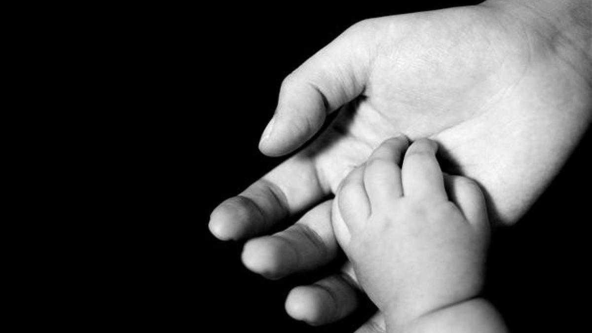 Newborn hand in adult hand